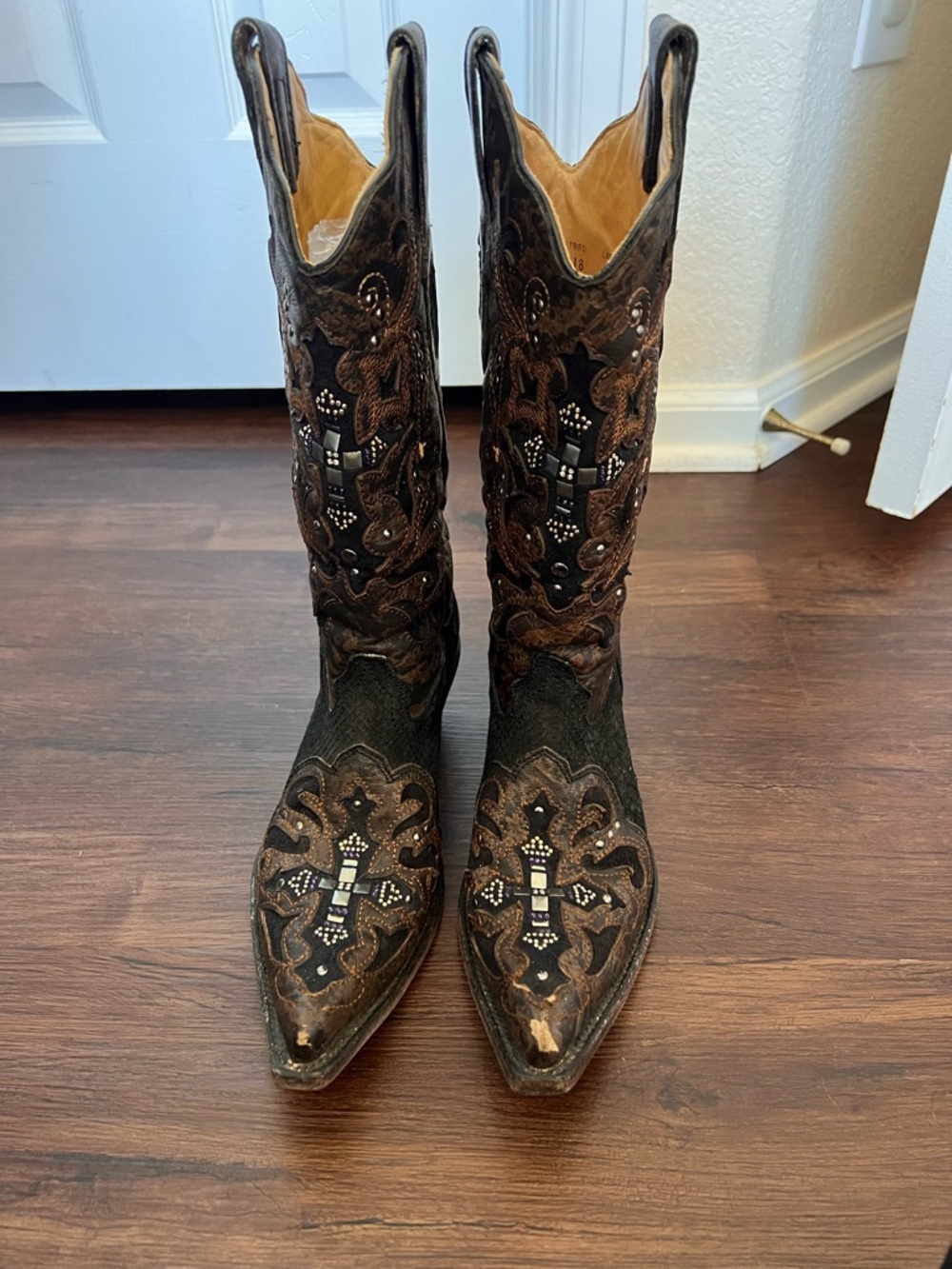 Corral Black and Brown Embroidered Western Cowboy Boots